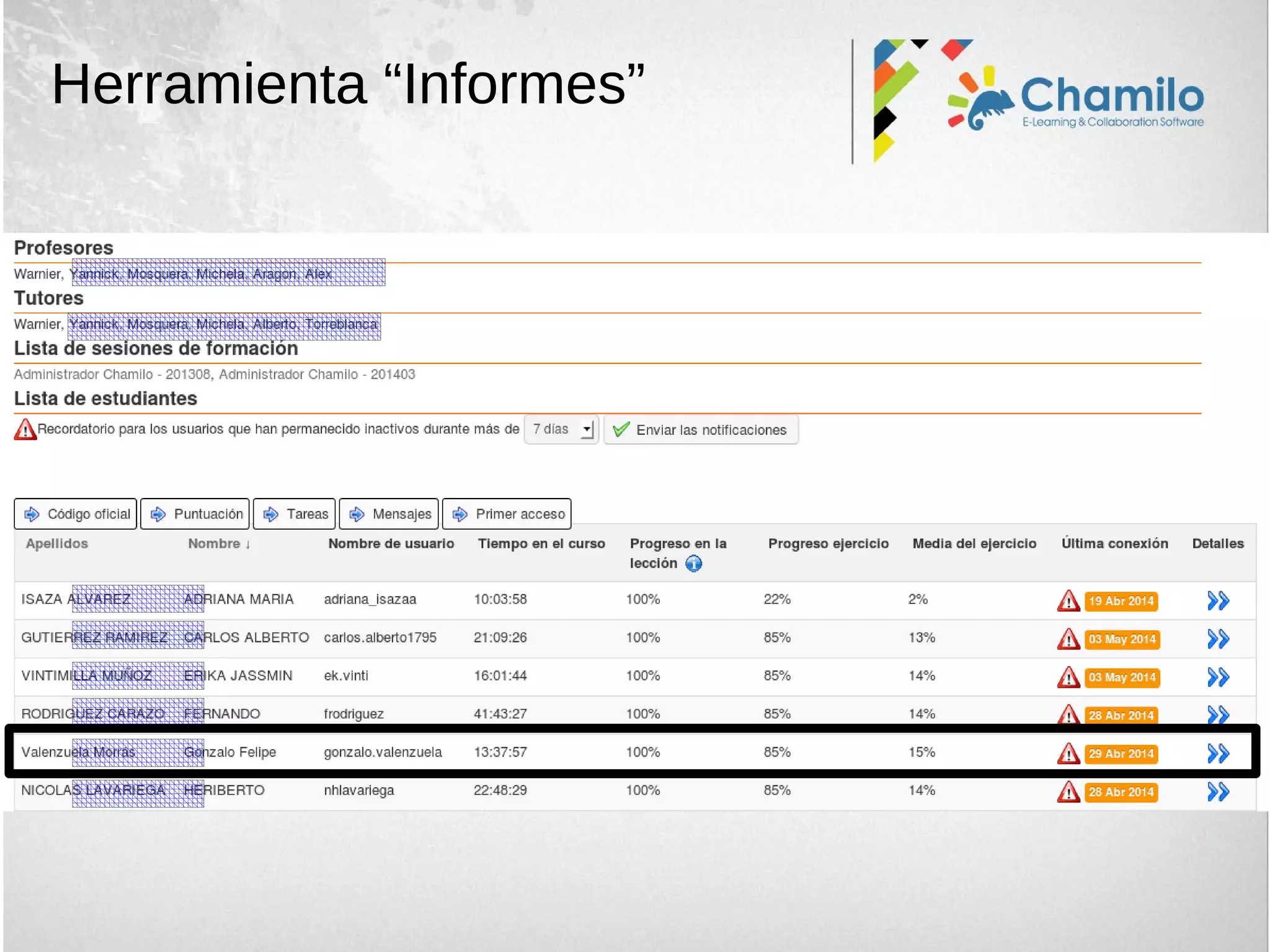 Herramienta “Informes”
 