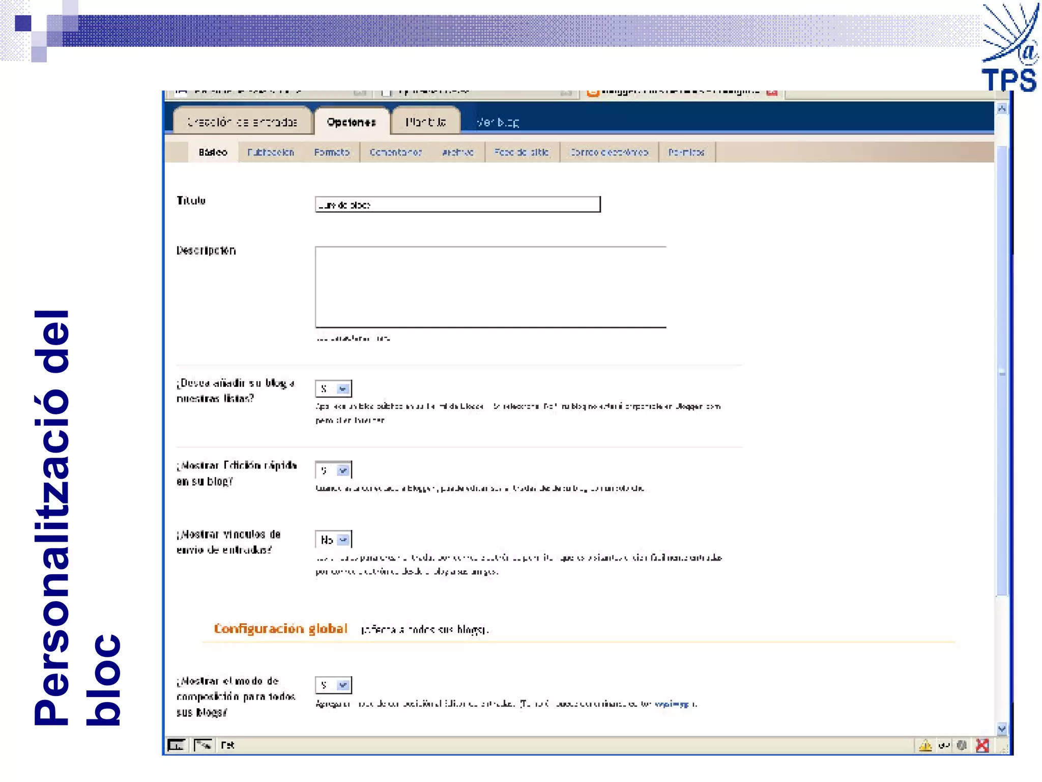 Personalització del bloc 