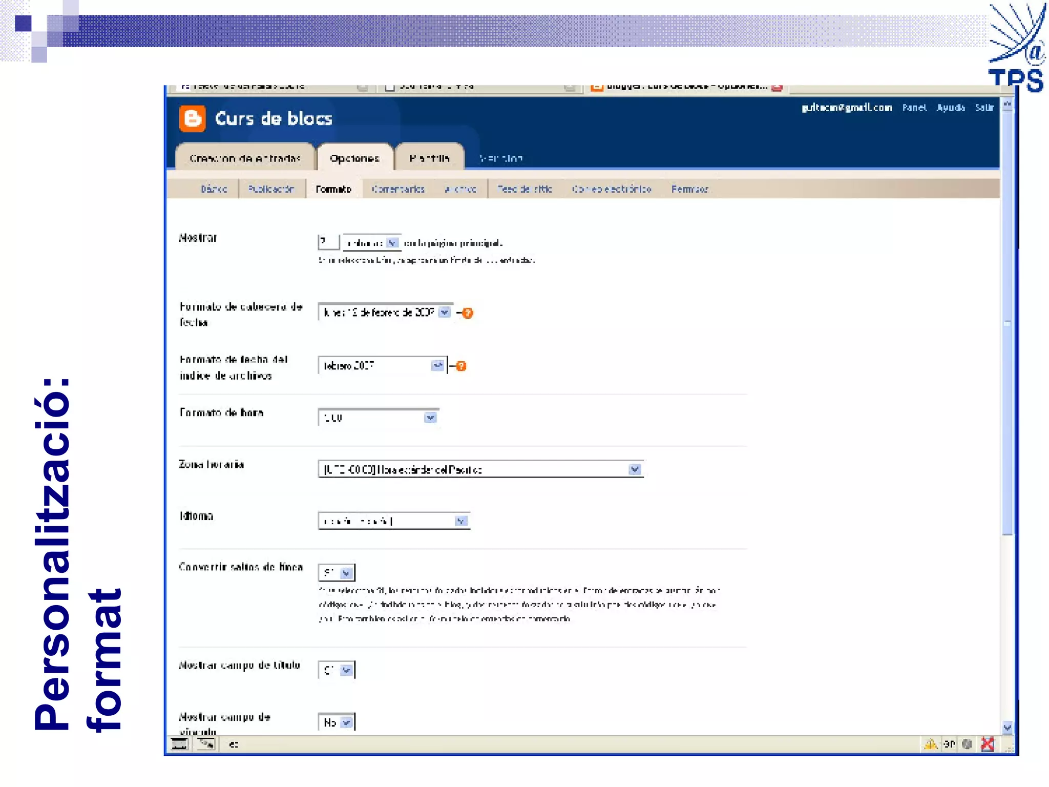 Personalització: format 