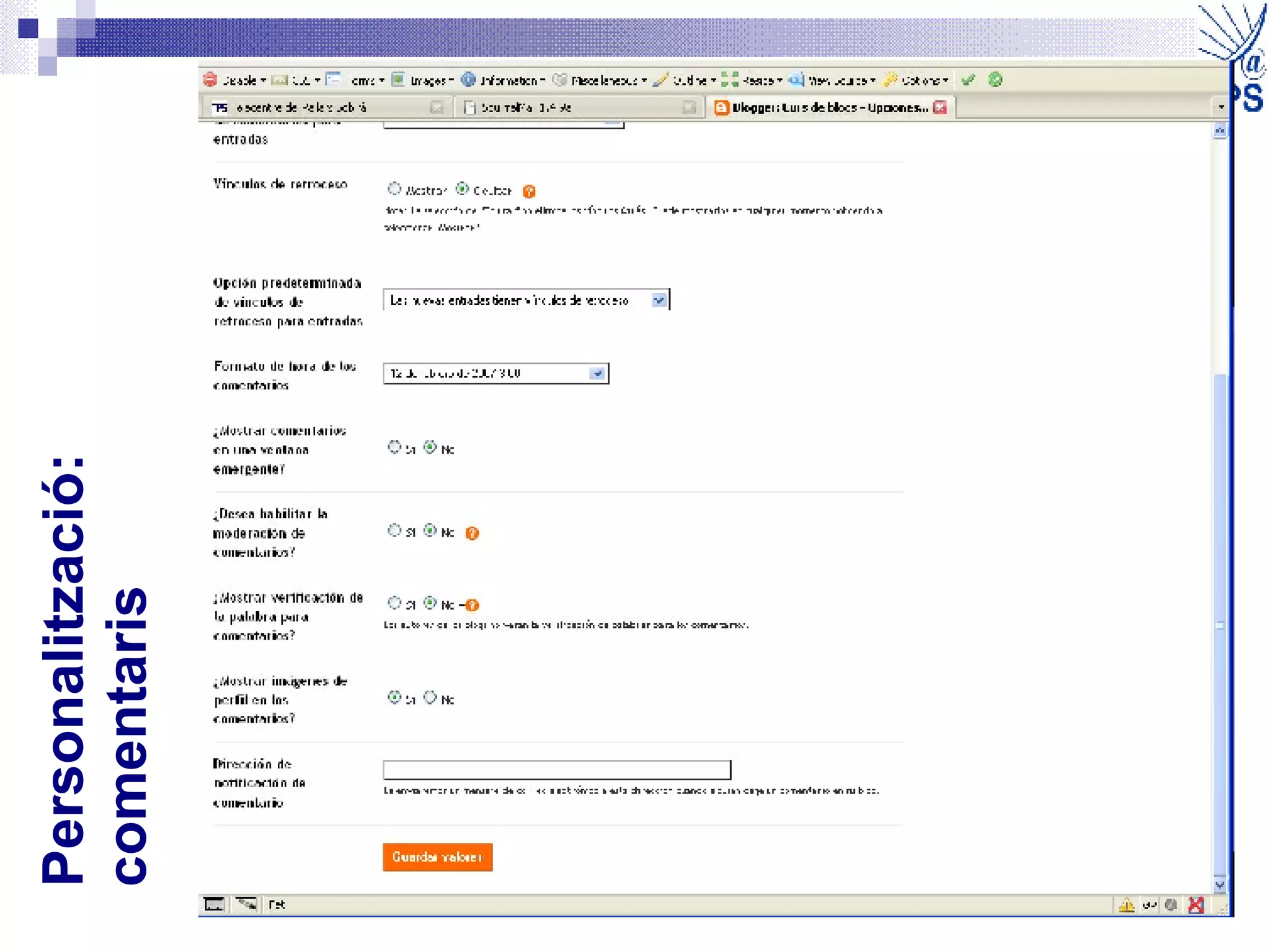 Personalització: comentaris 