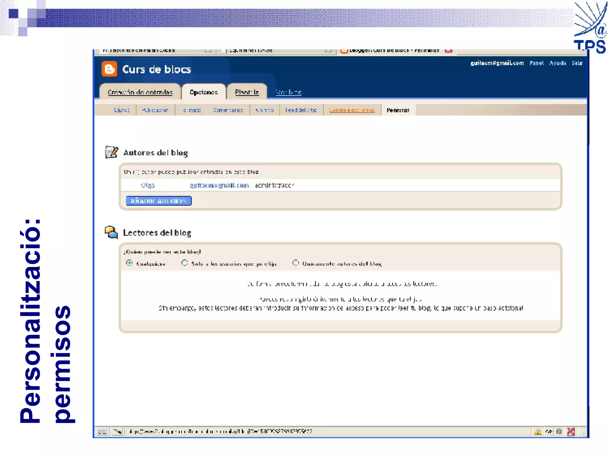 Personalització: permisos 