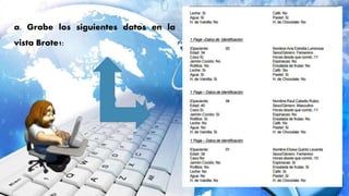 a. Grabe los siguientes datos en la
vista Brote1:
 