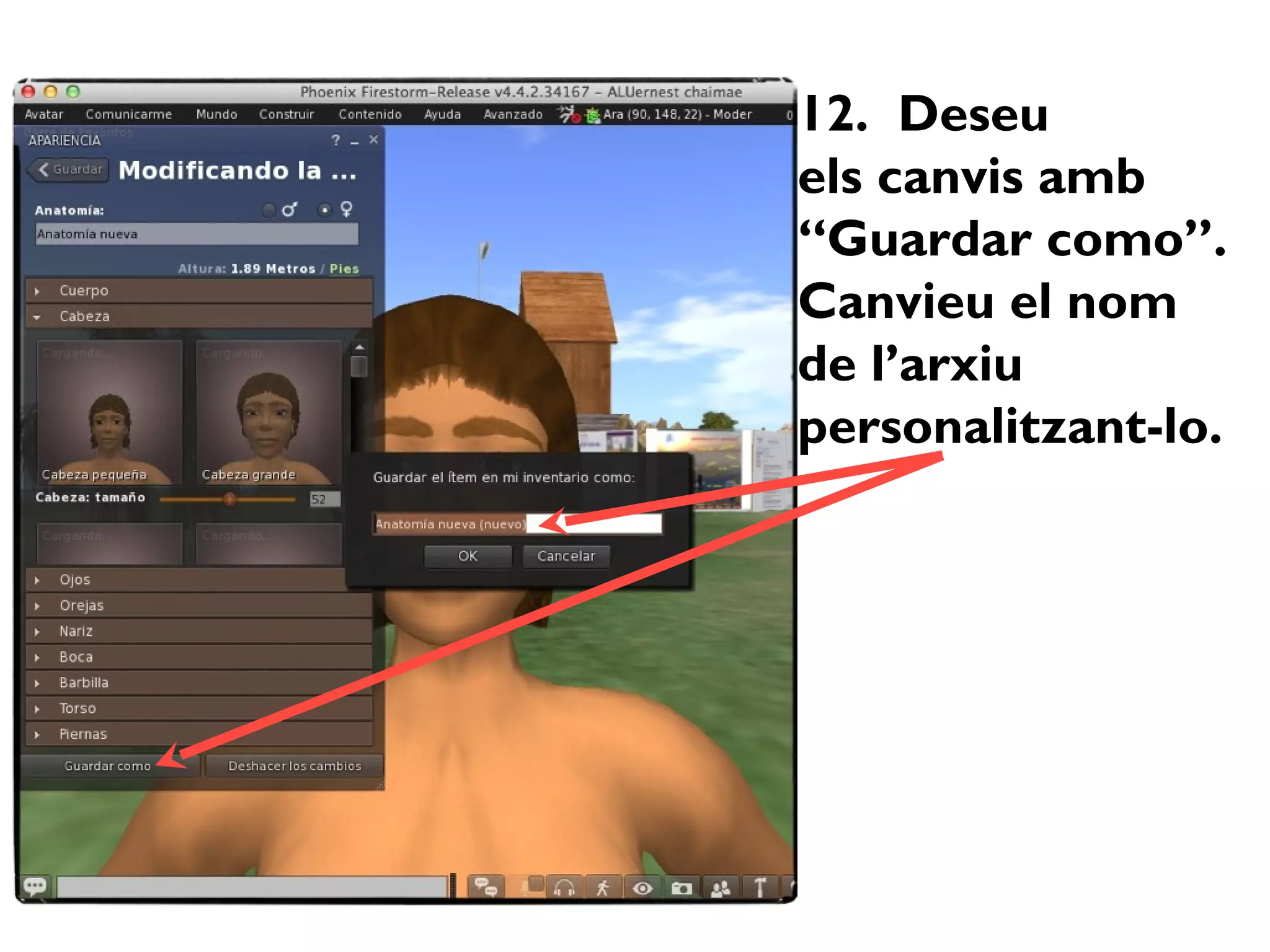 12. Deseu
els canvis amb
“Guardar como”.
Canvieu el nom
de l’arxiu
personalitzant-lo.
 