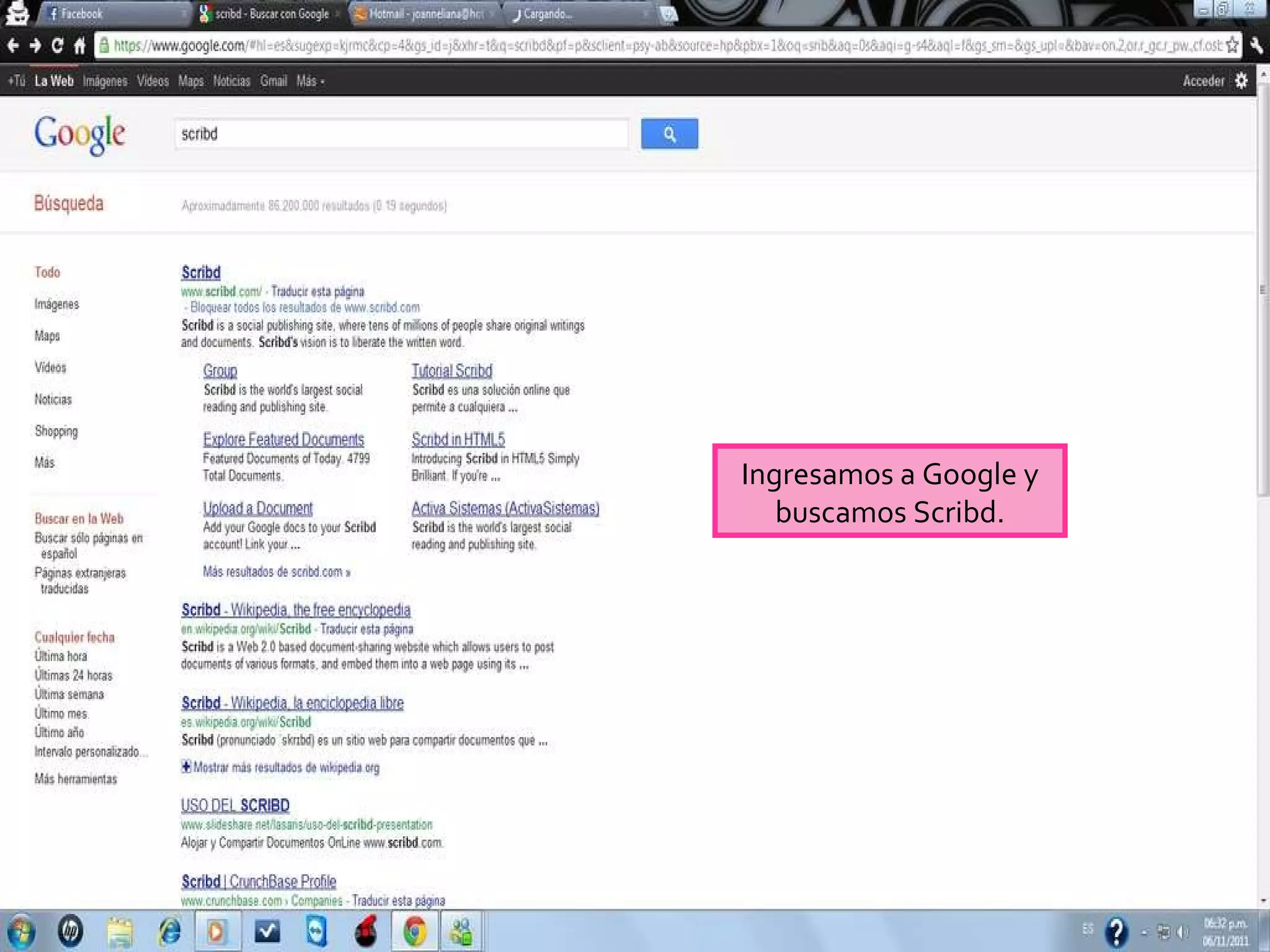 Ingresamos a Google y buscamos Scribd.