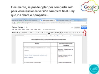 Finalmente, se puede optar por compartir solo
para visualización la versión completa final. Hay
que ir a Share o Compartir…
 