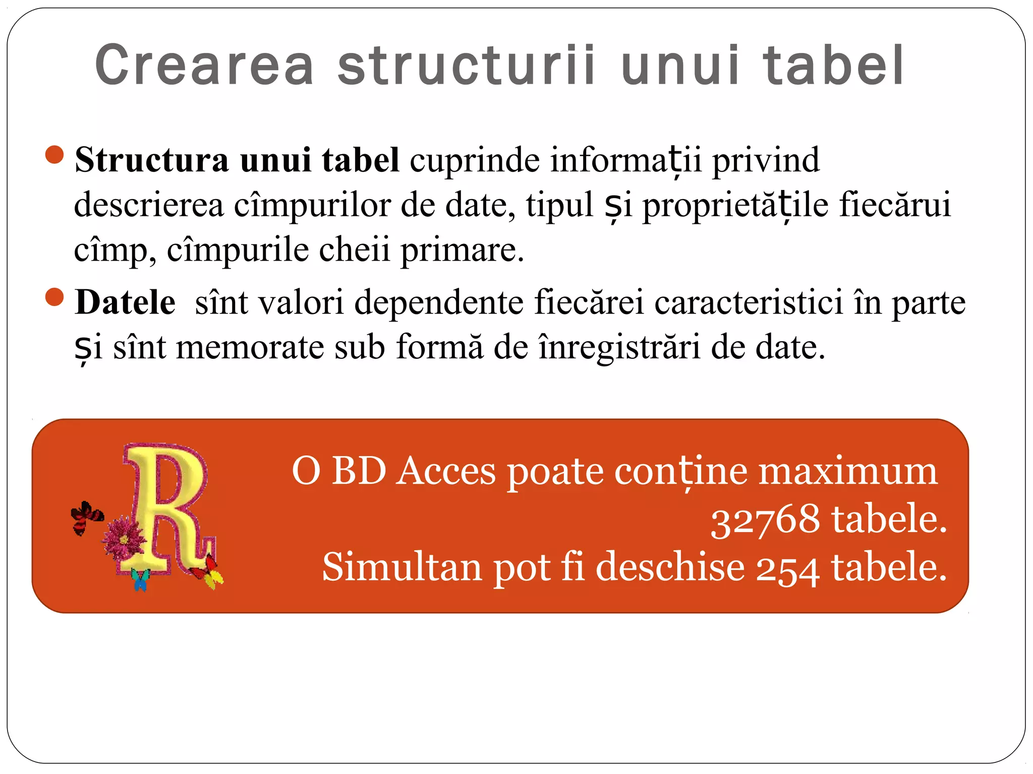 Crearea tabelelor | PPT