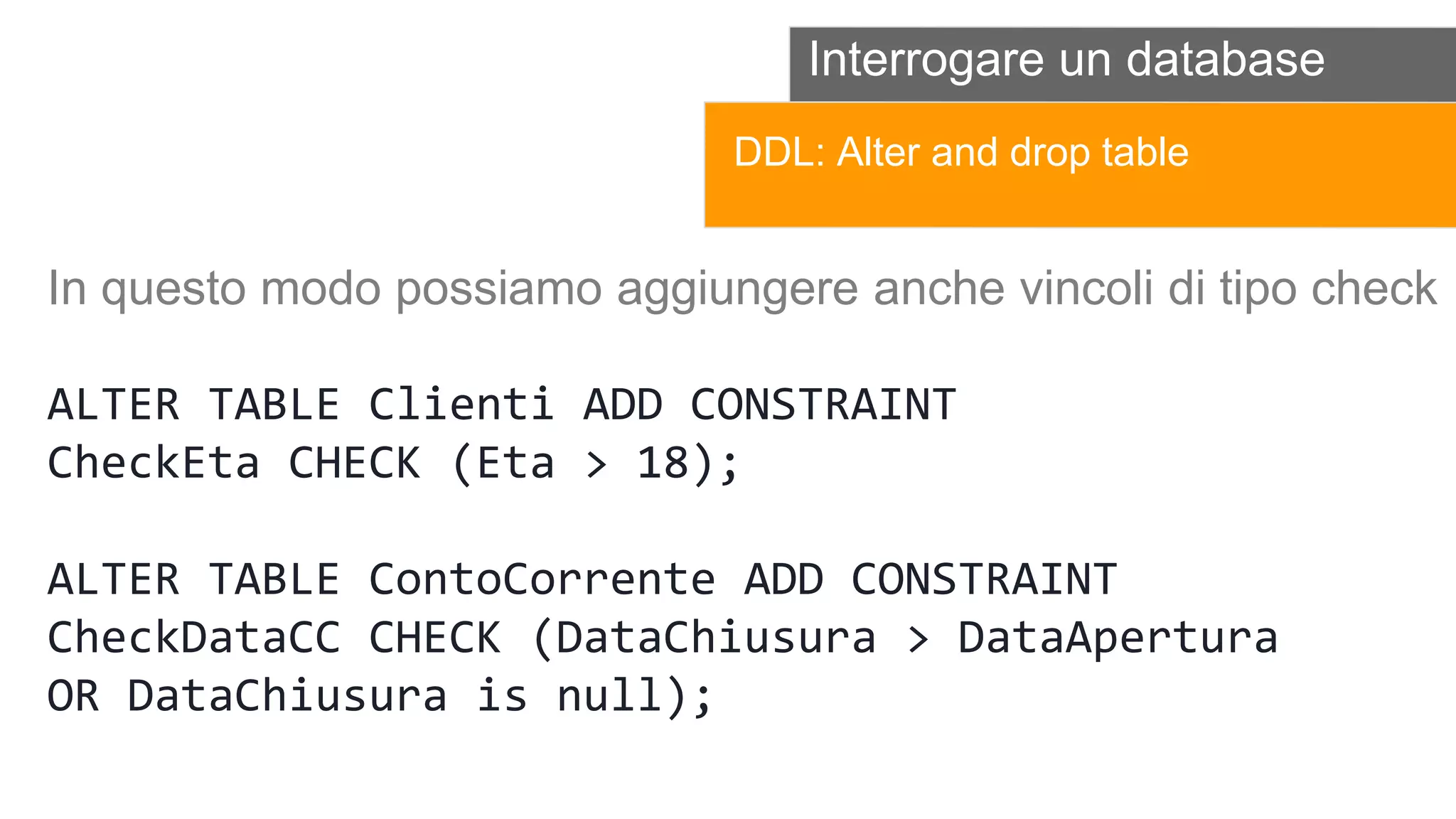 Creare tabelle sul database MySql | PPT
