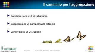 Il cammino per l’aggregazione
 Collaborazione vs Individualismo
 Cooperazione vs Competitività estrema
 Condivisione vs Ostruzione
© Livio Lavelli - llConsulting www.ll-consulting.it05/11/2015 © Livio Lavelli - llConsulting www.ll-consulting.it 13
 
