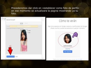 Procederemos dar click en «establecer como foto de perfil»
en ese momento se actualizara la pagina mostrando ya tu
foto.
 
