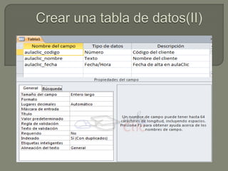Crear una tabla de datos(ii)