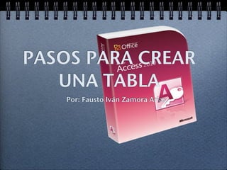PASOS PARA CREAR
   UNA TABLA
    Por: Fausto Iván Zamora Arias
 