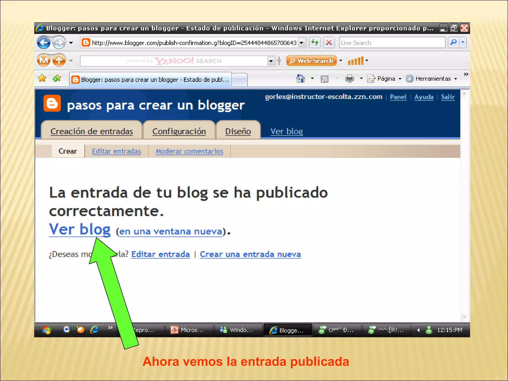 Ahora vemos la entrada publicada
 