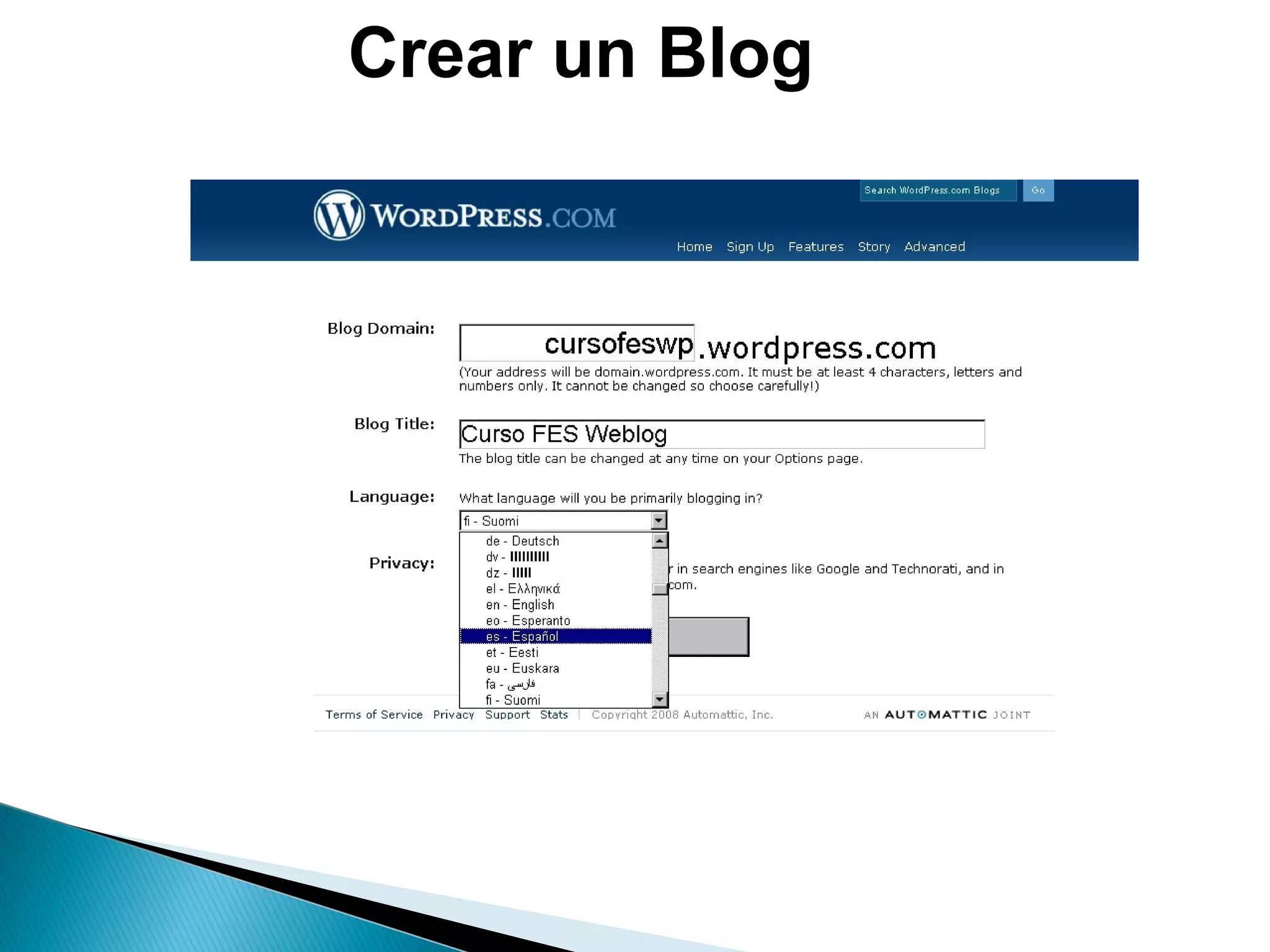 Crear un Blog
 