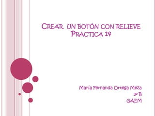 CREAR UN BOTÓN CON RELIEVE
       PRACTICA 14




         María Fernanda Ortega Meza
                                3º B
                             GAEM
 