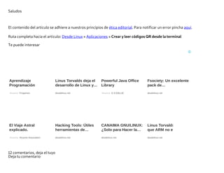 Crear y leer códigos qr desde el terminal desde linux | PPT