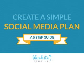 CREATE A SIMPLE 
SOCIAL MEDIA PLAN 
A 5 STEP GUIDE 
 