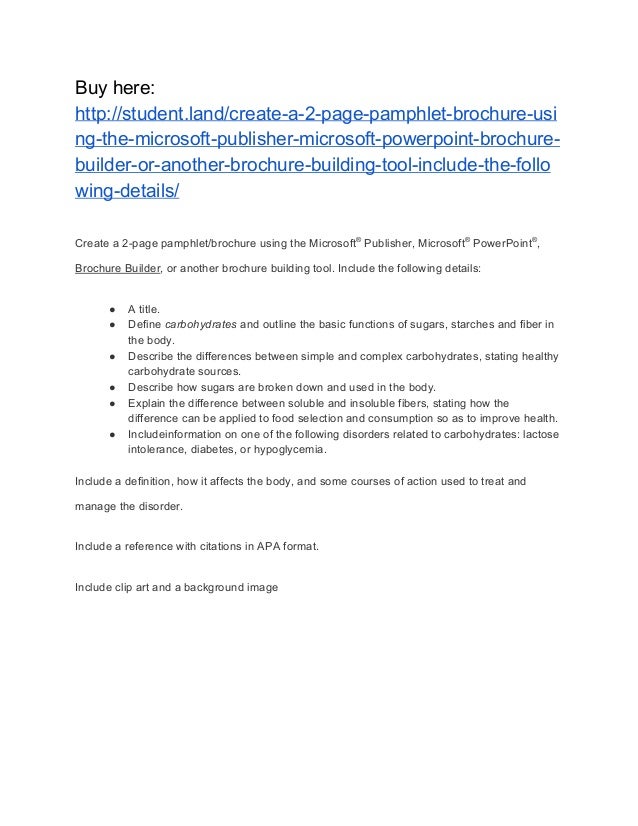 create a 2 page pamphlet brochure using the microsoft brochure builder