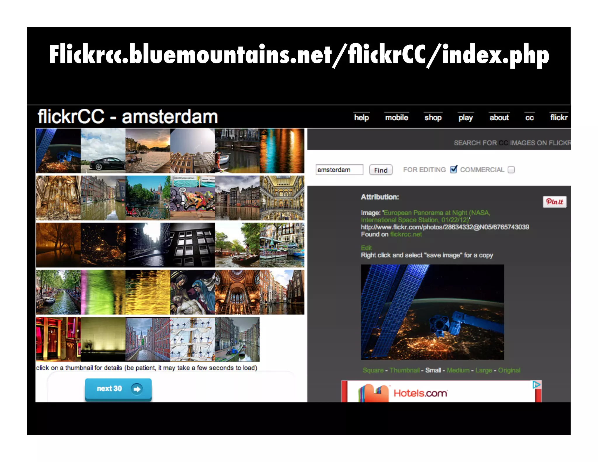 Flickrcc.bluemountains.net/ﬂickrCC/index.php

 