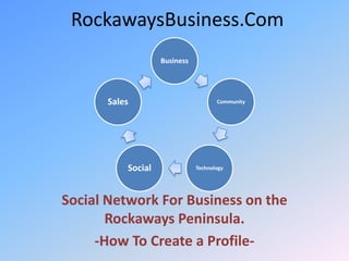 Business
Community
TechnologySocial
Sales
RockawaysBusiness.Com
Social Network For Business on the
Rockaways Peninsula.
-How To Create a Profile-
 