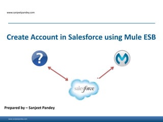 www.sanjeetpandey.com
www.sanjeetpandey.com
Prepared by – Sanjeet Pandey
Create Account in Salesforce using Mule ESB
 