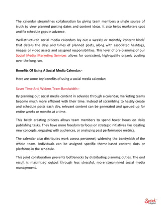 Create A Content Calendar For Your Social Media Marketing Strategy | PDF