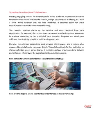 Create A Content Calendar For Your Social Media Marketing Strategy | PDF