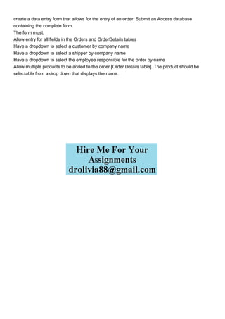 create a data entry form that allows for the entry of an ord.pdf