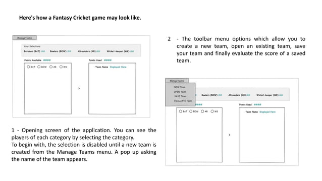 Create a fantasy cricket game in python.ppt
