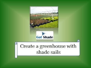 Create a greenhouse with shade sails 
 