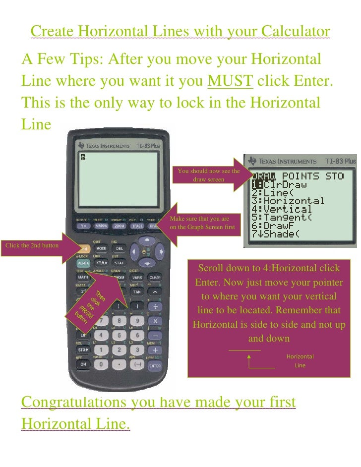 Create A Horizontal Line Using Your Graphing Calculator
