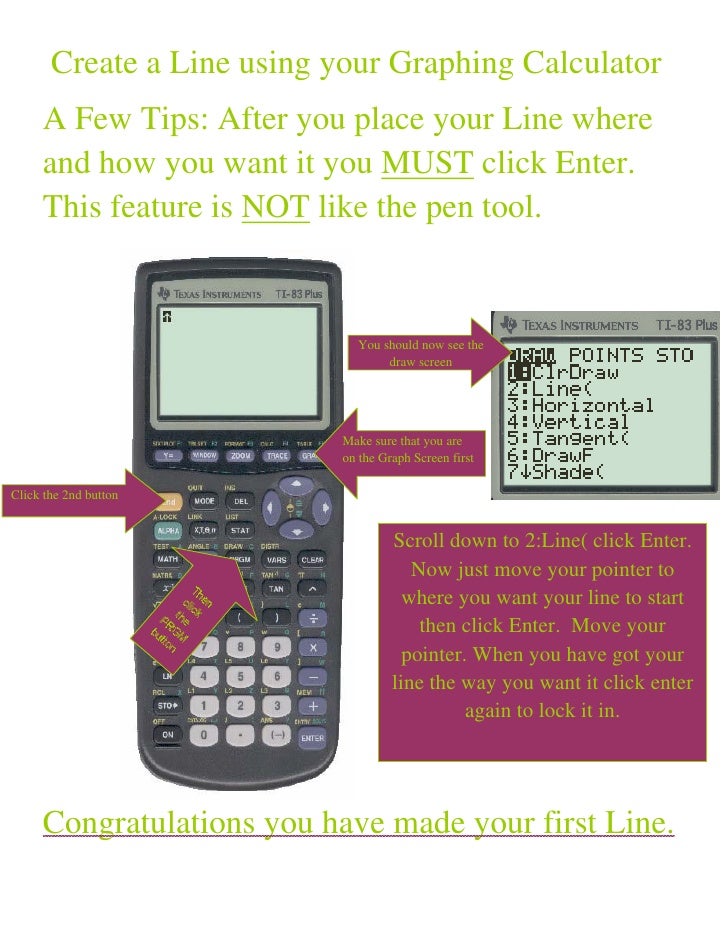 Create A Line Using Your Graphing Calculator