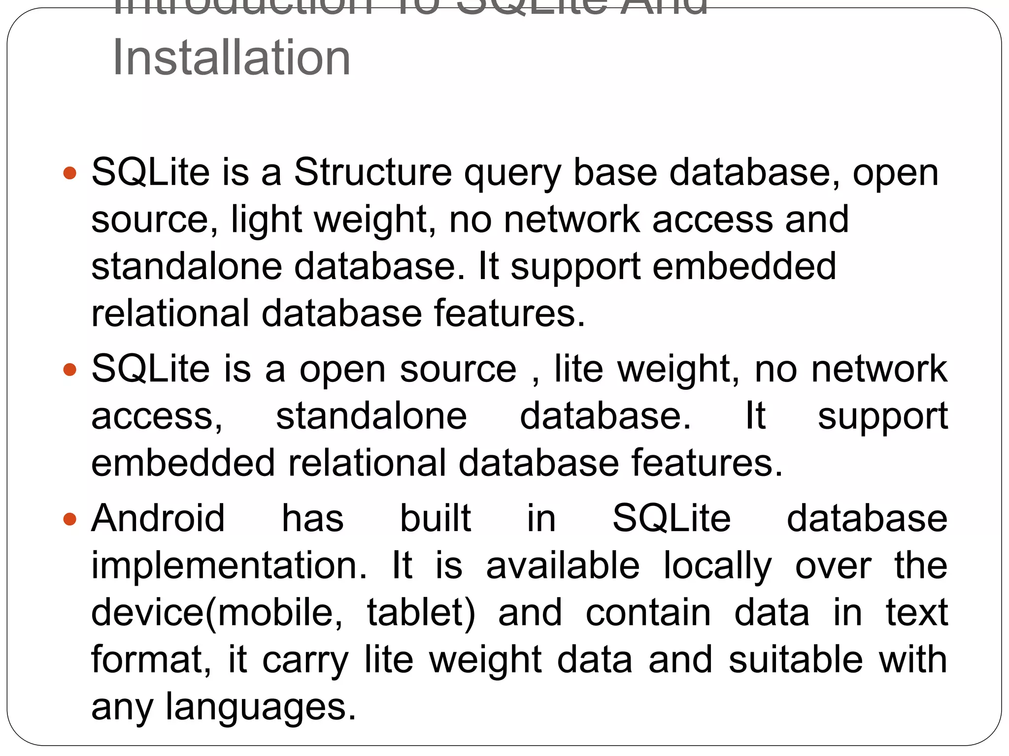 Create an android app for database creation using.pptx