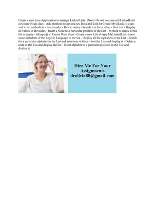 Create a new Java Application to manage Linked Lists- (Note- Do not us.pdf