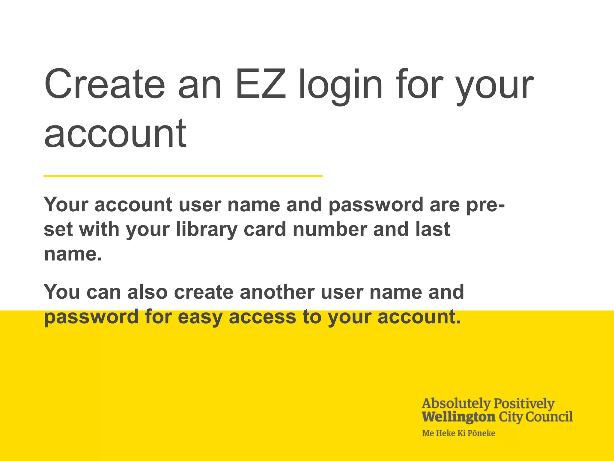 Create an ez login for your account PPT