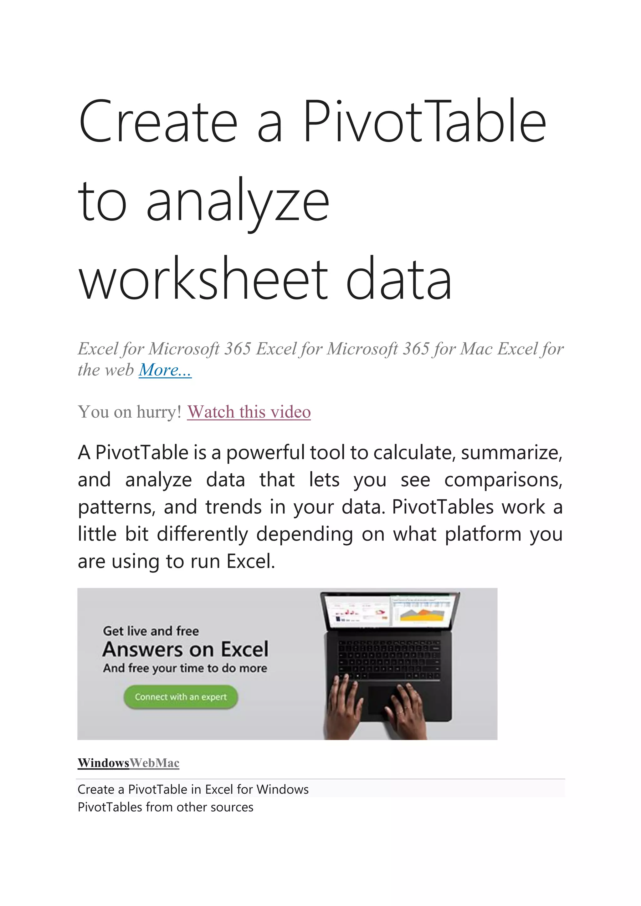 Urgent Fix: Your Pivottable Analyze Tab Is Missing!  (Easy Steps) - jvwya75
