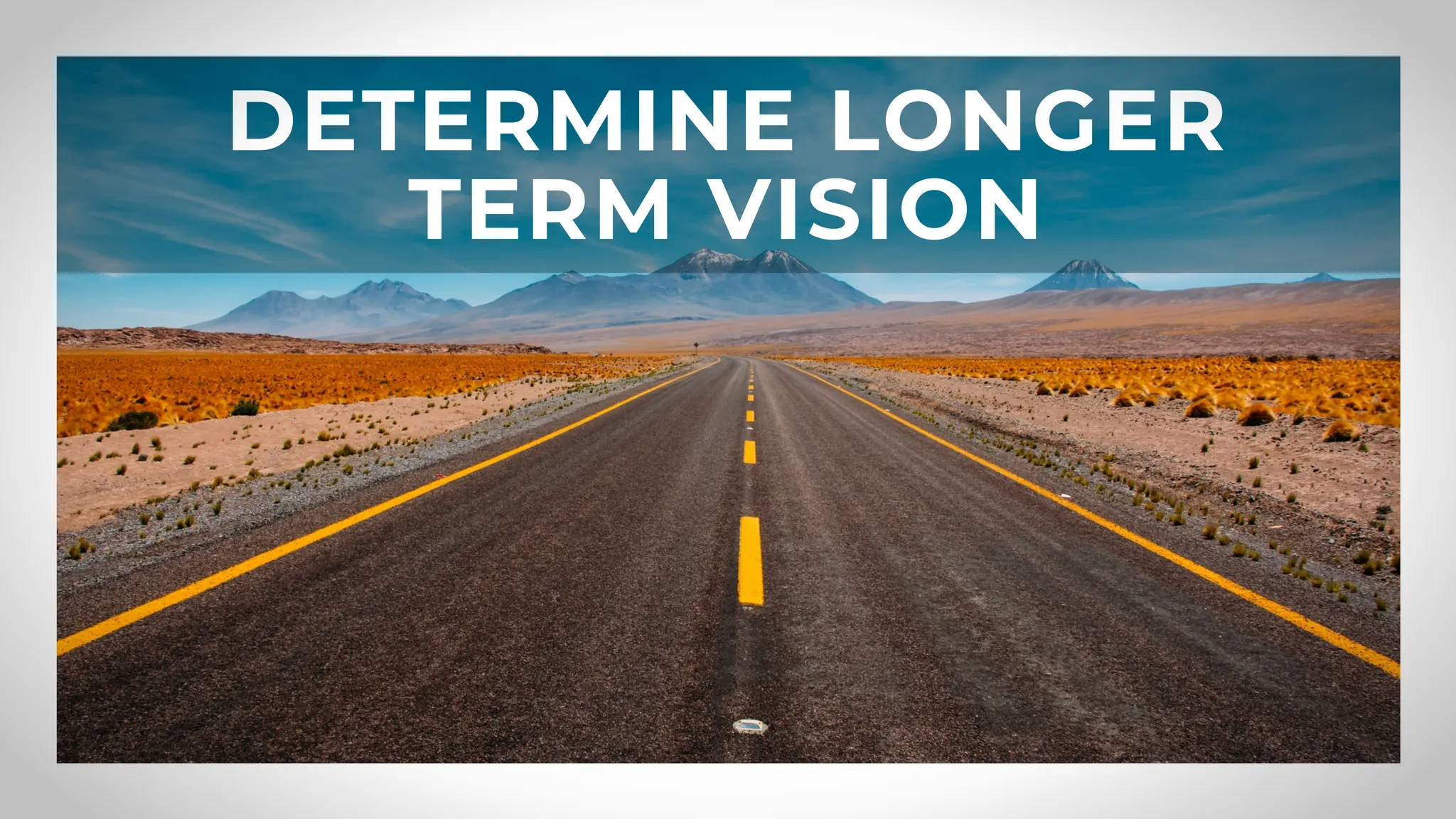DETERMINE LONGER
TERM VISION
 