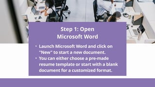 Create Documents Using Word Interview Example Create a resume in word document presentation.pptx