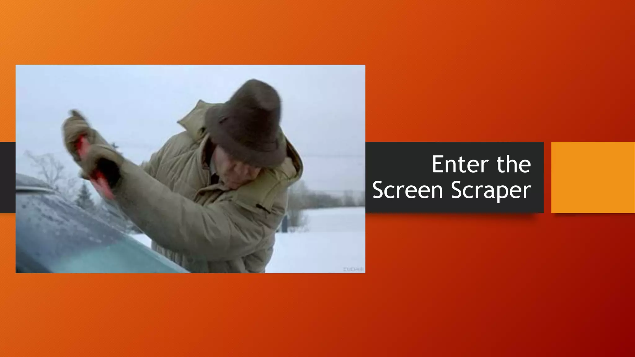 Enter the
Screen Scraper
 