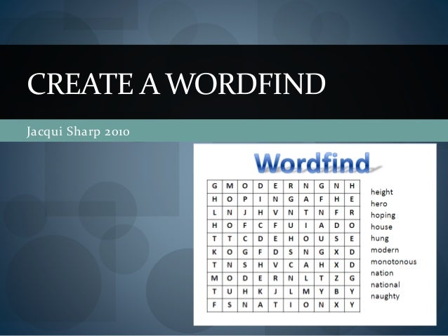 Create A Wordfind