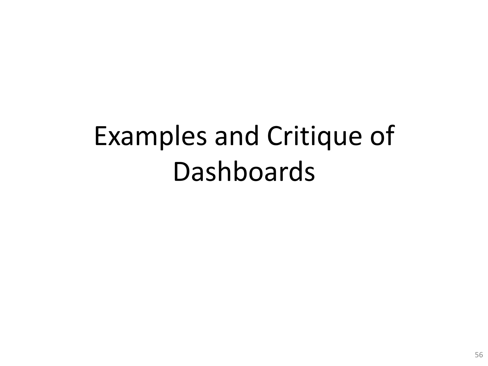 Examples and Critique of
Dashboards

56

 