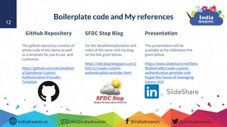 indiadreamin.in info@indiadreamin Sfindiadreamin @sfindiadreamin
12
Boilerplate code and My references
GitHub Repository
T...