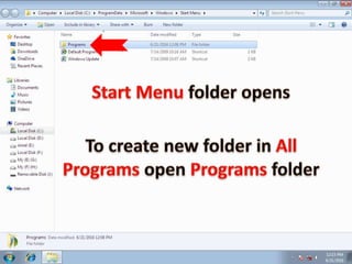 Create folder in start Menu in Windows 7