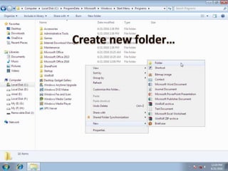 Create folder in start Menu in Windows 7