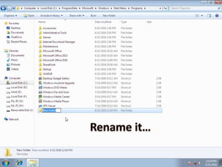 Create folder in start Menu in Windows 7