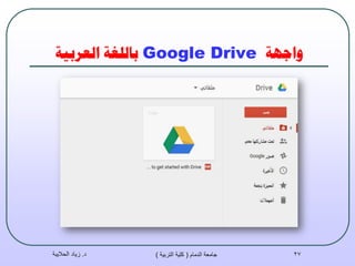 ‫واجهت‬Google Drive‫انؼشبيت‬ ‫ببنهغت‬
‫د‬.‫الحاليبة‬ ‫زياد‬ ‫الدمام‬ ‫جامعة‬(‫التربية‬ ‫كلية‬) 27
 