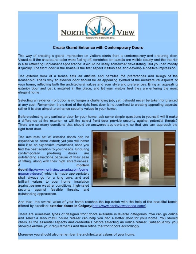 Create Grand Entrance With Contemporary Doors