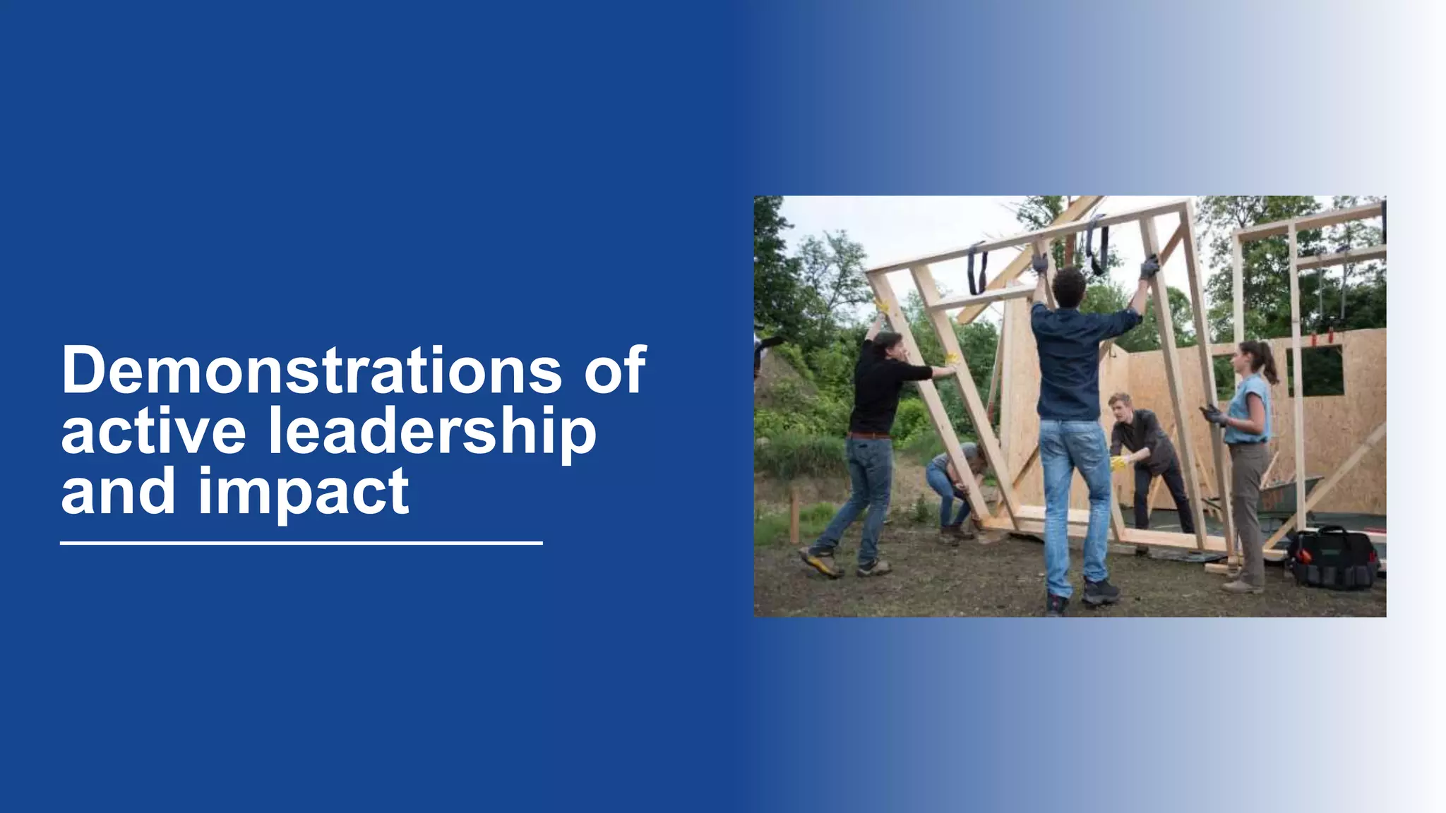 Demonstrations of
active leadership
and impact
 