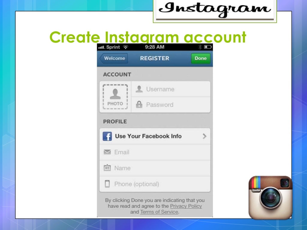 sign up in instagram