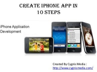 Create iPhone App in
10 Steps
Created By Cygnis Media :
http://www.cygnismedia.com/
 