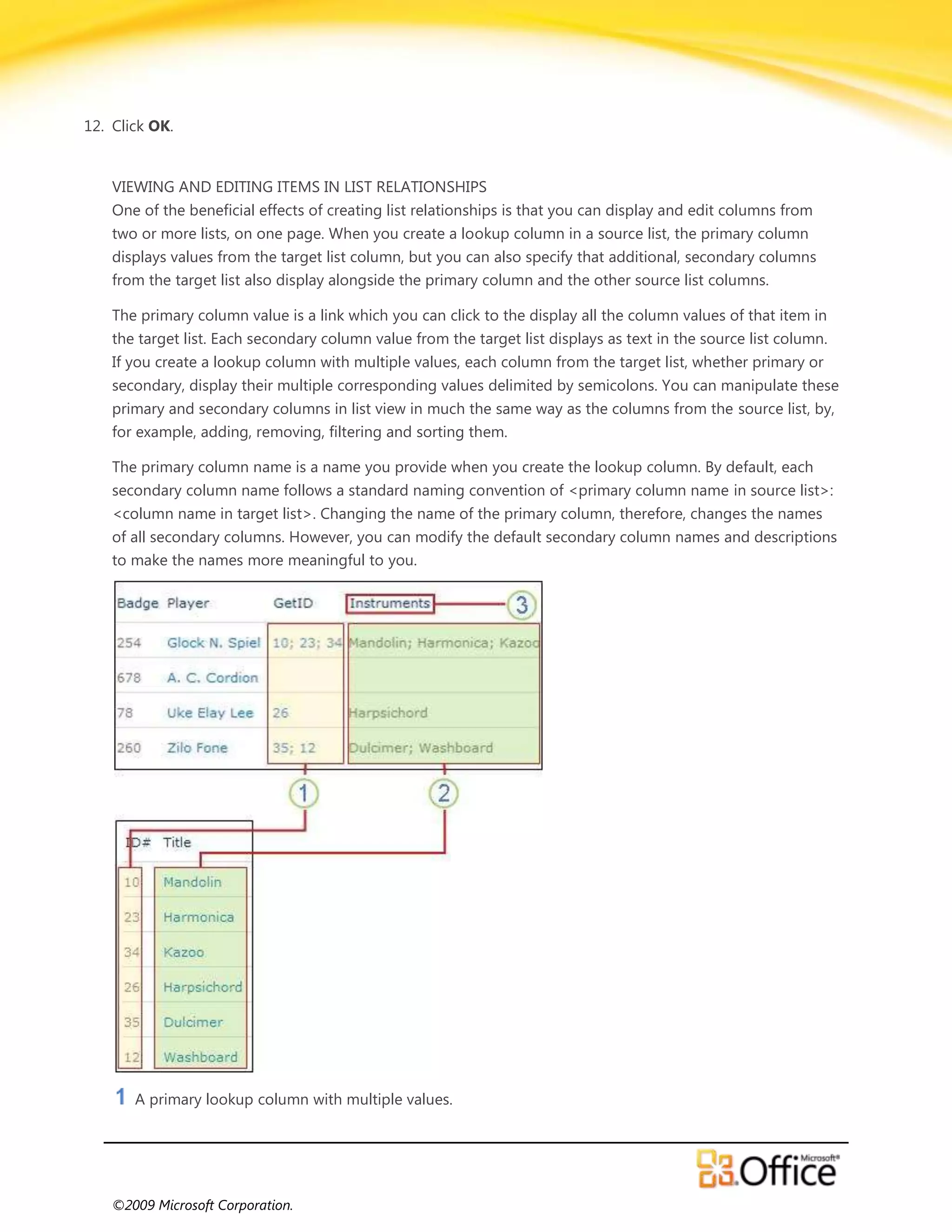 Create List Relationships by Using Unique and Lookup Columns ...